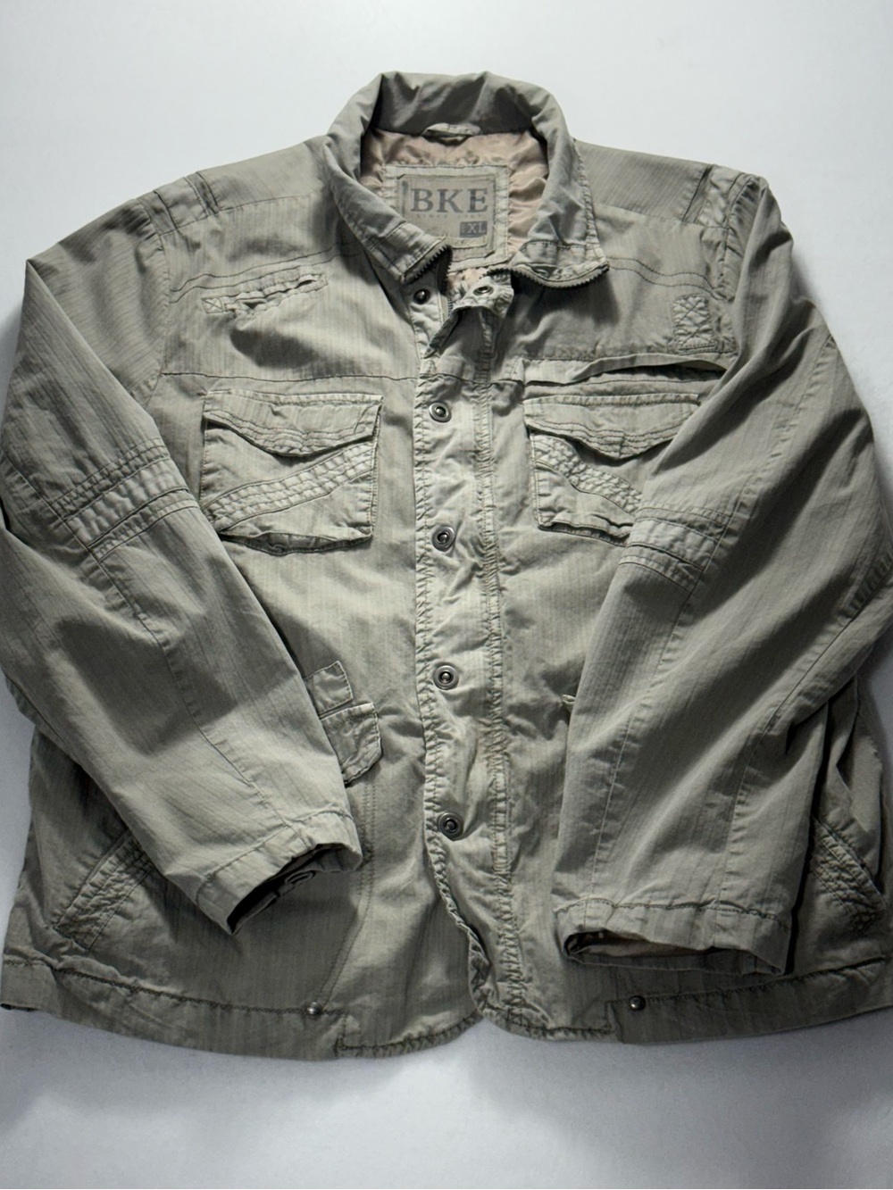 BKE Men's Olive Green Military Field Jacket
